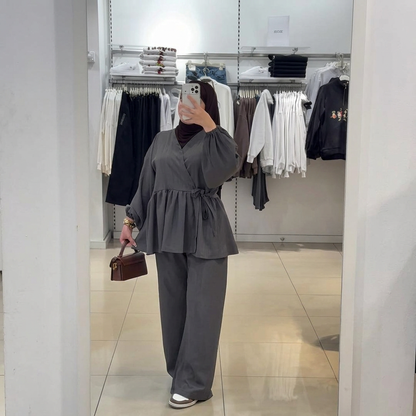Ensemble Zara — Haut Croisé Froufrou & Pantalon Large