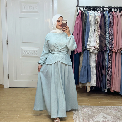 Ensemble Dina — Haut Croisé & Jupe Lin
