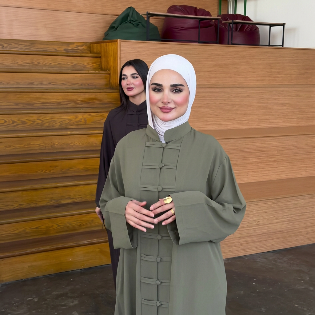Ensemble Ghalia — Abaya Longue & Nœuds Orientaux