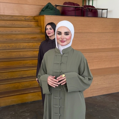 Ensemble Ghalia — Abaya Longue & Nœuds Orientaux