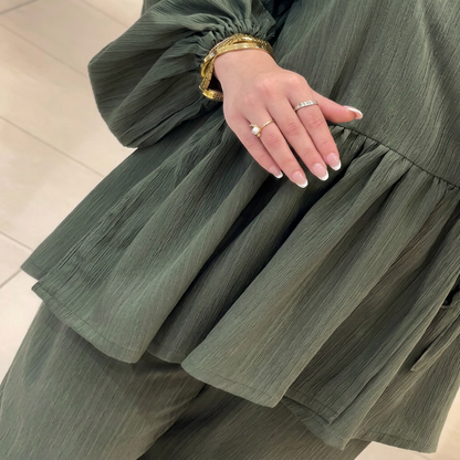 Ensemble Zara — Haut Croisé Froufrou & Pantalon Large